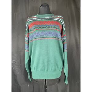 Meister Men's Vintage Wool Blend Green  Ski Sweater Size Large
